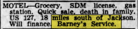 Barneys Service and Motel (4-Bees Party Store) - Mar 16 1963 Article (newer photo)